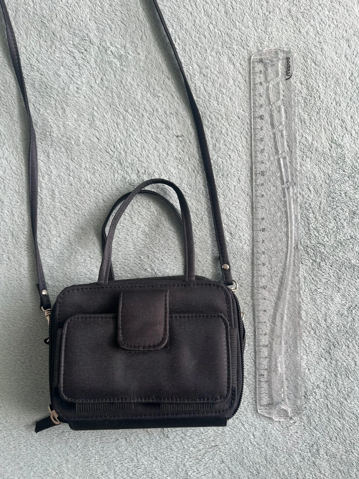 Mini saco de mão / alça preto multi-bolsos – photo 2